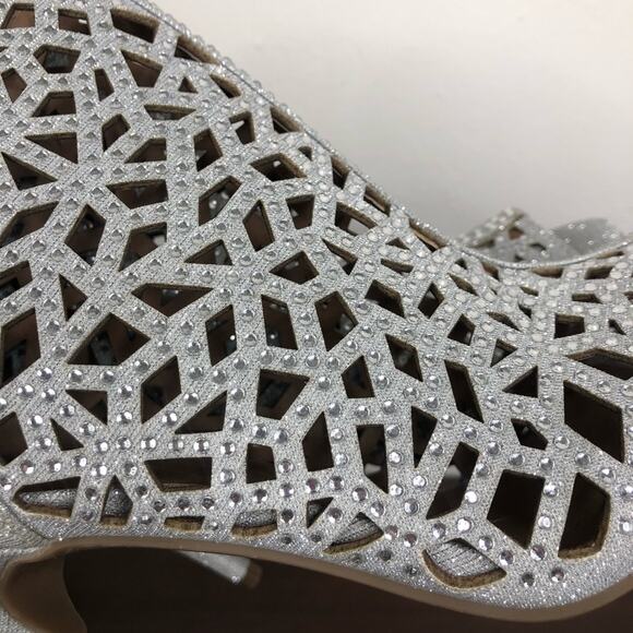 NEW Zigi Soho Drift Caged Peep Toe Ankle Bootie Rhinestone Glitter Heels Size 8 - Picture 6 of 11